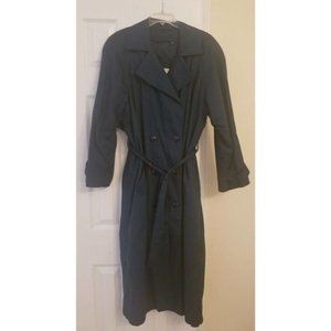 Brem Rainwear Trench Coat Women's Sz 16 Forest Green Double Breasted Button.Down